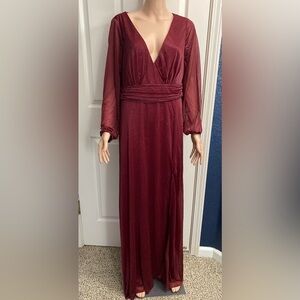 Ever Pretty Burgundy Long Sleeve Gown